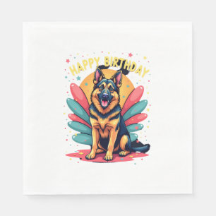 Serviette En Papier Chien berger allemand Joyeux anniversaire Fête She