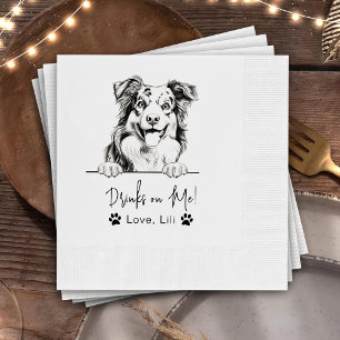 Serviette En Papier Chien Berger Australien Boissons Personnalisées Su
