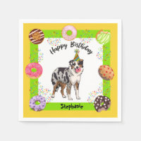 Chien berger australien fête d'anniversaire Napkin