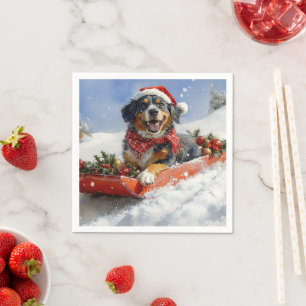 Serviette En Papier Chien Bluetick Coonhound en traîneau de Noël