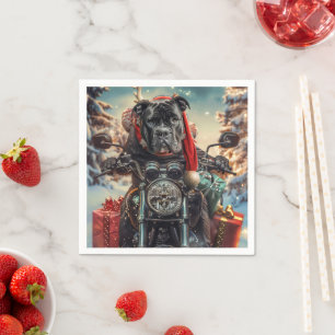 Serviette En Papier Chien Cane Corso à moto Noël