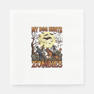 Serviette En Papier Chien chasse les zombies Halloween Berger Allemand