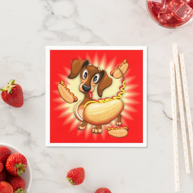 Serviette En Papier Chien chaud Dachshund (En situation)