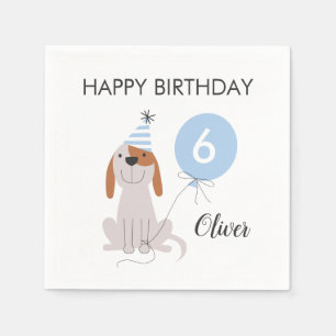 Serviette En Papier Chien Chien bleu fête d'anniversaire