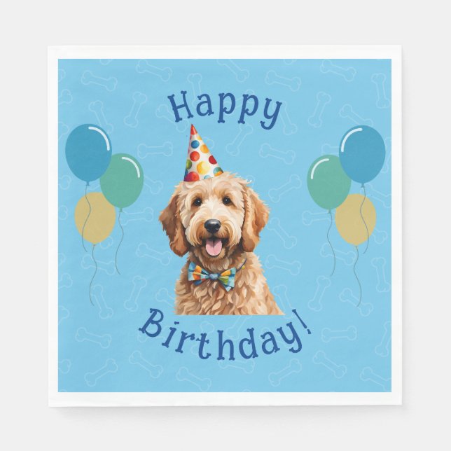 Serviette En Papier Chien Chien Chien Bleu Anniversaire Paw ty (Devant)
