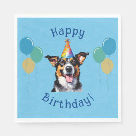 Serviette En Papier Chien Chien Chien Bleu Anniversaire Paw ty