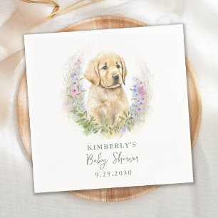 Serviette En Papier Chien Chien moderne Baby shower vert Sage