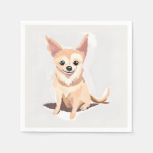 Serviette En Papier Chien Chihuahua   Peinture Aquarelle Chien Mignon 