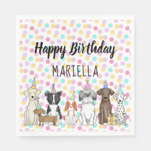 Serviette En Papier Chien chiot Petite fille fête d'anniversaire