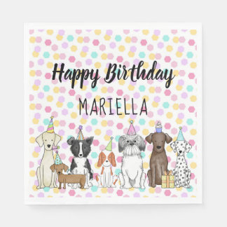 Serviette En Papier Chien chiot Petite fille fête d'anniversaire