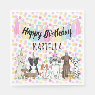 Serviette En Papier Chien chiot Petite fille fête d'anniversaire