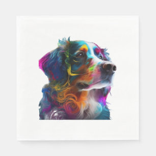 SERVIETTE EN PAPIER CHIEN COLORÉ