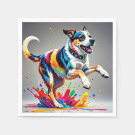 Serviette En Papier Chien coloré géant heureux joueur drôle,