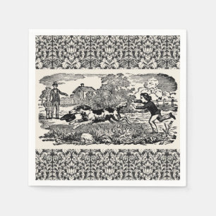 Serviette En Papier Chien courant art animal antique illustration vict