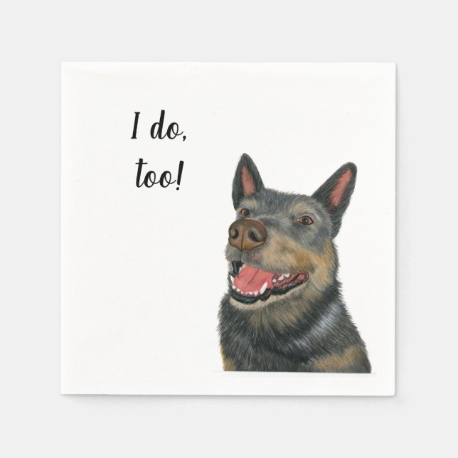 Serviette En Papier Chien Custom Cocktail Napkin pour Mariage (Devant)