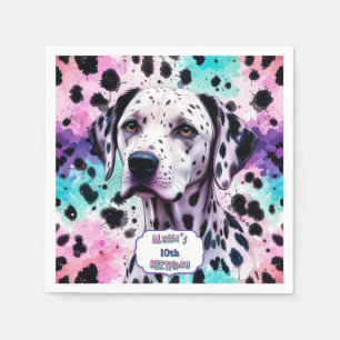 Serviette En Papier Chien dalmate rose violet turquoise Anniversaire
