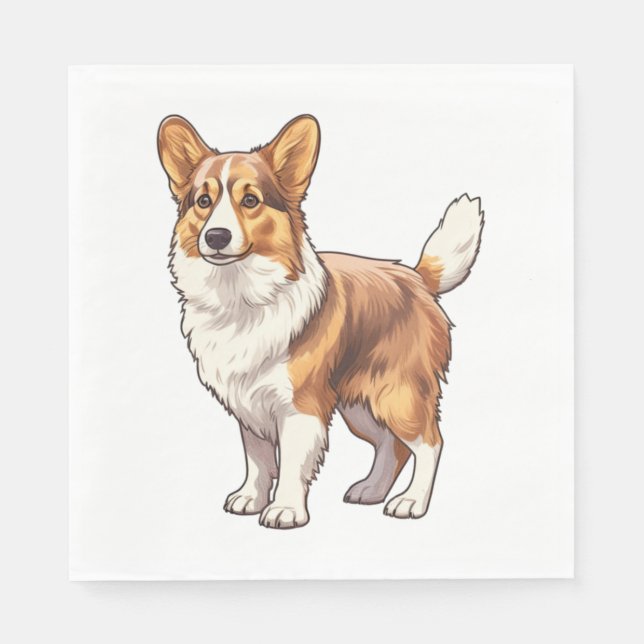 Serviette En Papier Chien de Corgi mignon (Devant)