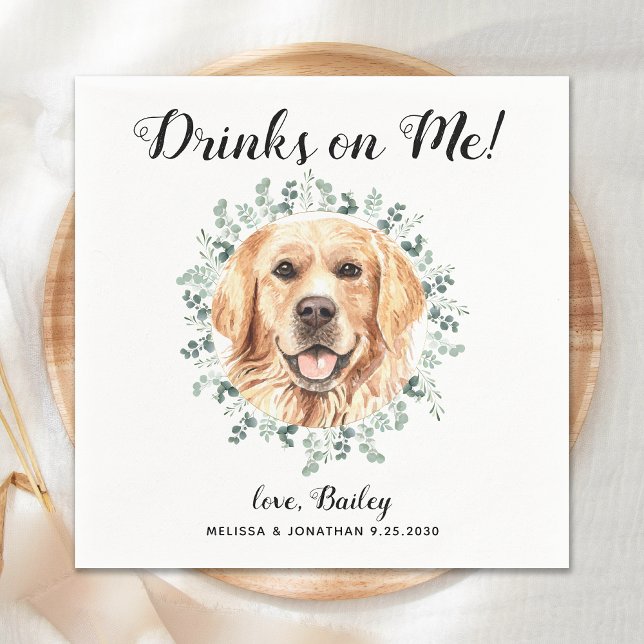 Serviette En Papier Chien de Mariage de animal domestique personnalisé (Créateur téléchargé)