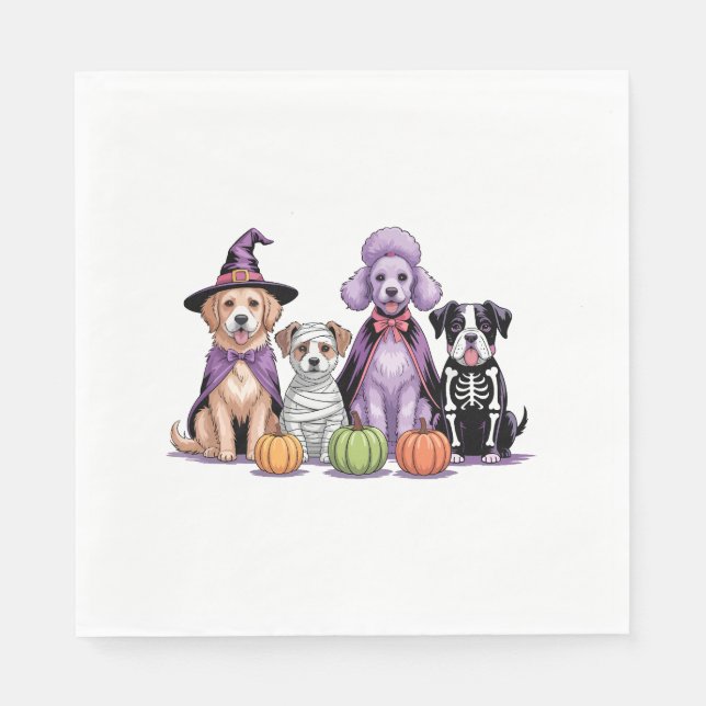 Serviette En Papier Chien d'Halloween Squad (Devant)