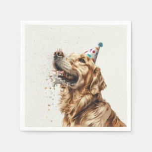 Serviette En Papier Chien d'or de l'épreuve d'anniversaire