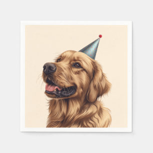 Serviette En Papier Chien d'or de l'épreuve d'anniversaire