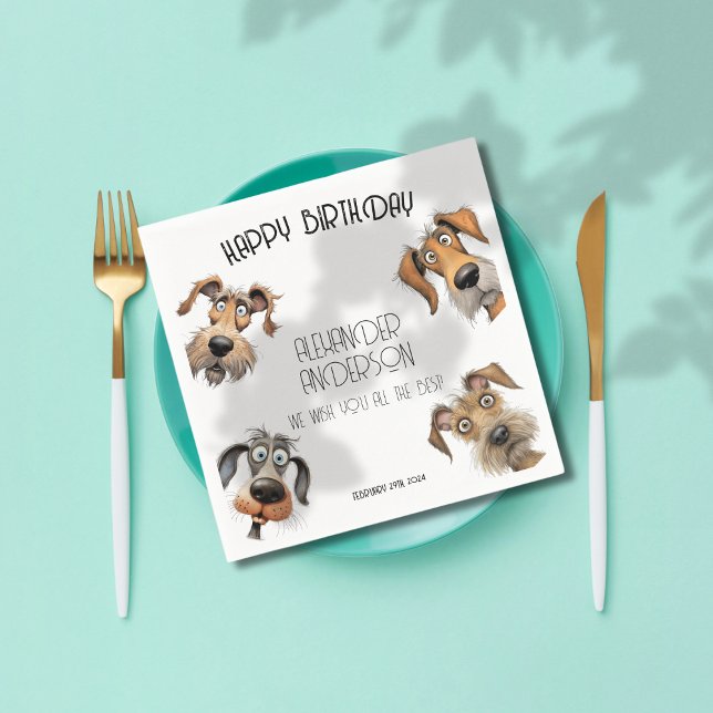 Serviette En Papier Chien drôle unique Joyeux anniversaire (Créateur téléchargé)