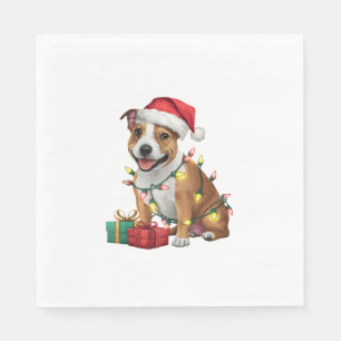 Serviette En Papier Chien du Staffordshire de Père Noël