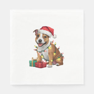 Serviette En Papier Chien du Staffordshire de Père Noël