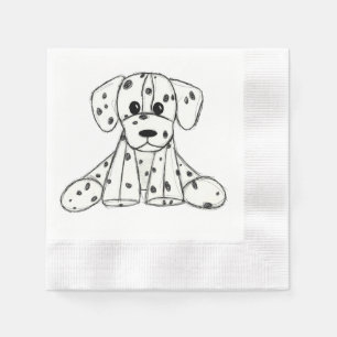 Serviette En Papier Chien en dalmate dessin simple noir