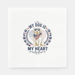 Serviette En Papier Chien est cœur drapeau américain lunettes de solei