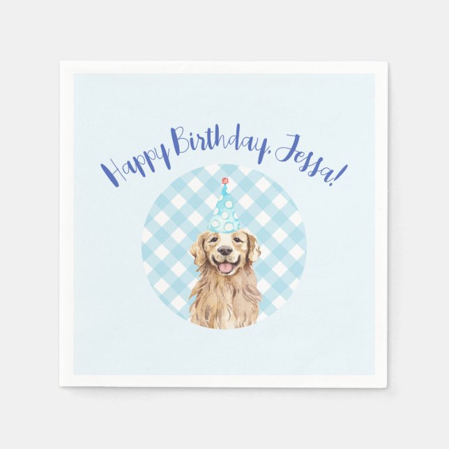 Serviette En Papier Chien fête d'anniversaire serviettes personnalisée (Devant)