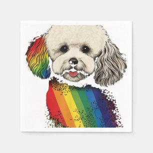 Serviette En Papier Chien Gay pride de Bichon Drapeau arc-en-ciel LGBT