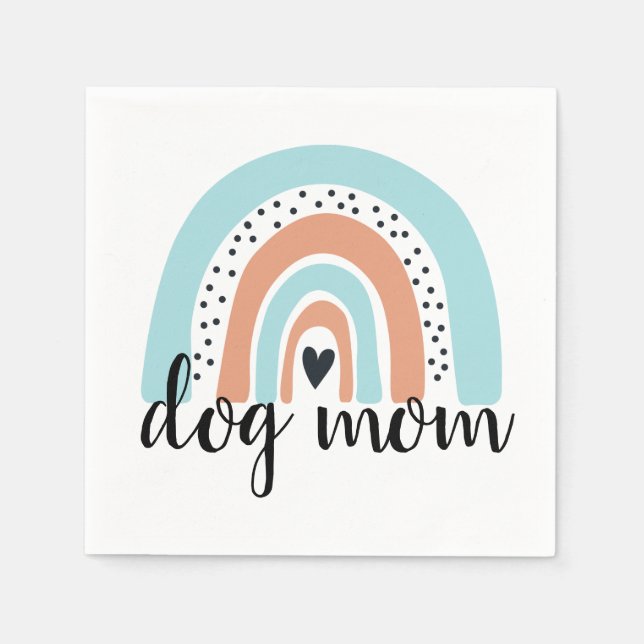 Serviette En Papier Chien maman Rainbow Blue Peach (Devant)