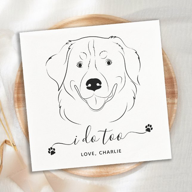 Serviette En Papier Chien Mariage Je fais trop Personnalisé Golden Ret (Créateur téléchargé)