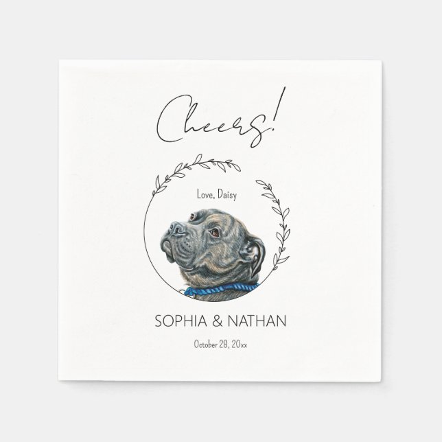 Serviette En Papier Chien Mariage simple Pit Bull Cocktail Napkins (Devant)
