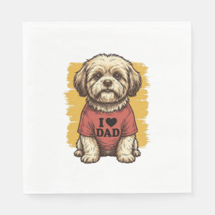Serviette En Papier Chien Mignon J'Aime Papa Gravure Vintage Vector De