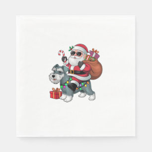 Serviette En Papier Chien miniature Schnauzer de l'éclairage de Noël P