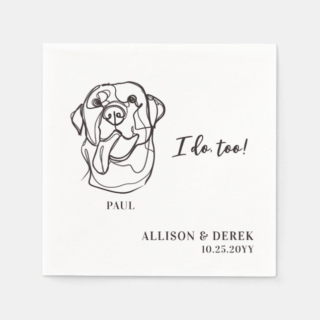 Serviette En Papier Chien minimaliste noir et blanc Animal de compagni (Devant)