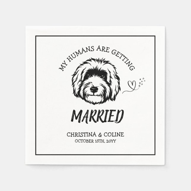 Serviette En Papier Chien noir et blanc Moderne Amusant Simple Mariage (Devant)