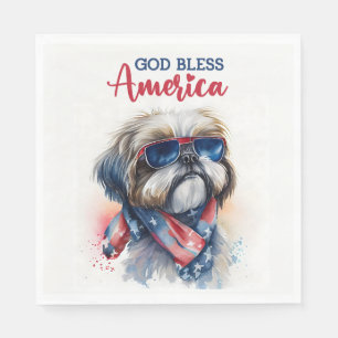 Serviette En Papier Chien patriote-Shih tzu