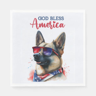 Serviette En Papier Chien Patriotique-Berger Allemand