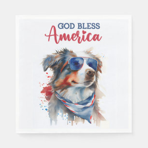 Serviette En Papier Chien Patriotique-Bergers Australien