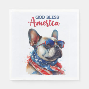 Serviette En Papier Chien Patriotique - Bouledogue Français