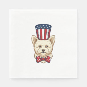 Serviette En Papier Chien patriotique chapeau haut de forme vintage ve