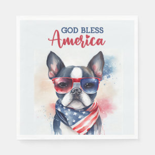 Serviette En Papier Chien patriotique de Boston Terrier