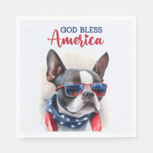 Serviette En Papier Chien patriotique de Boston Terrier