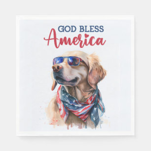 Serviette En Papier Chien Patriotique-Golden Retriever