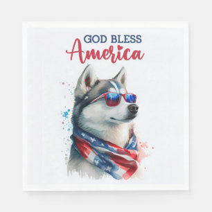 Serviette En Papier Chien Patriotique-Husky