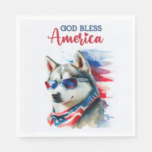 Serviette En Papier Chien Patriotique-Husky