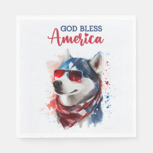 Serviette En Papier Chien Patriotique-Husky